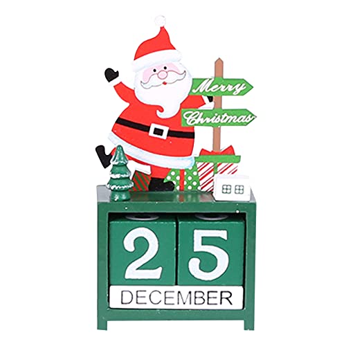 Božićni drveni stolni kalendar odbrojavanja slatki crtani snjegović Djed Mraz Retro ručno izrađeni ukras kućnog ureda