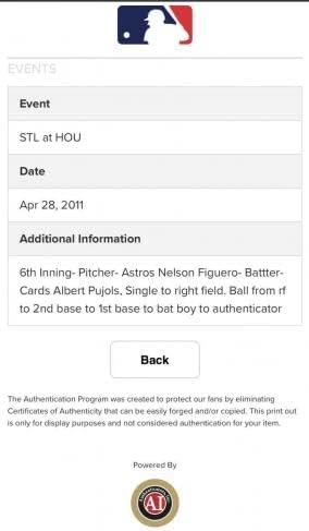 ALBERT PUJOLS IGRA KORISTAVA KARIJENA HIT 2011 BASEBALL KARDINALS MLB Holo Hologram - Igra korištena bejzbols