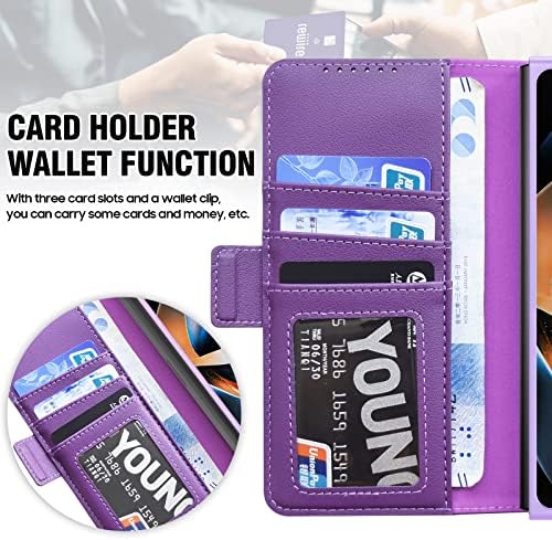 CENMASO za Samsung Galaxy Z Fold 4 Case, torbica-novčanik Z Fold 4 s držačem S Pen, [zaključavanje RFID] Kožni novčanik-držač