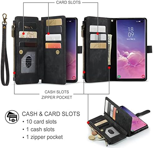 Torbica za telefon Asuwish za Samsung Galaxy S10 Torbica-novčanik i zaštitna folija za zaslon od kaljenog stakla Kožna flip-držač