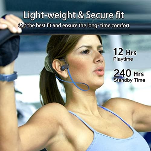 Enouke Bluetooth slušalice, IPX7 vodootporni bežični sportovi za uši za vježbanje, 12 sati, reprodukcijski igrači slušalice