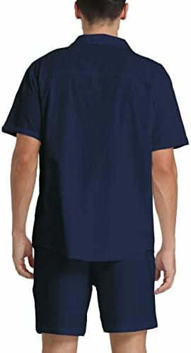RPOVig Linene majica Kratke odjeće: Muška plaža 2 Komadi Povremeni setovi s gumbnim gumbom