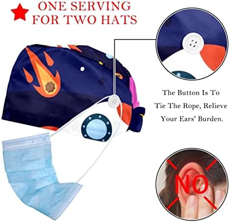 2 paketa Radna kapa s gumbom i znojem za žensku dugu kosu podesiva kravata straga šešir ocean morski pas plava