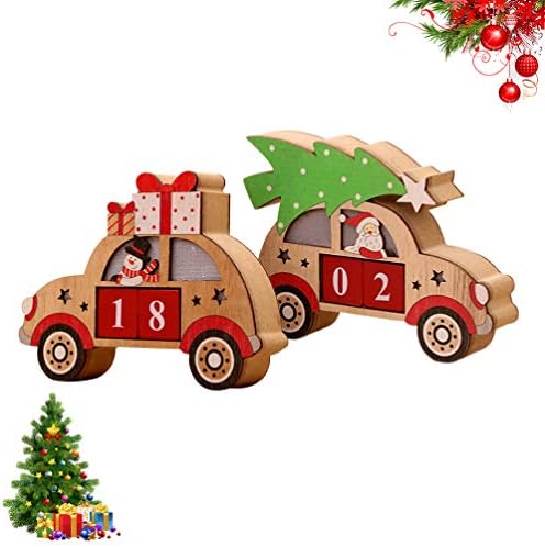 Adventski drveni kalendar u obliku automobila Adventski kalendar s božićnim odbrojavanjem s pozadinskim osvjetljenjem adventski