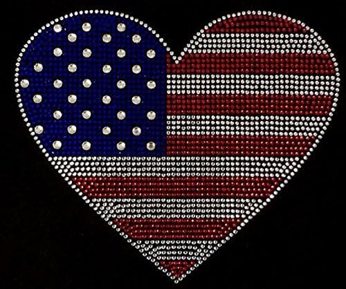 Američka zastava srčano rhinestone željezo na prijenosu
