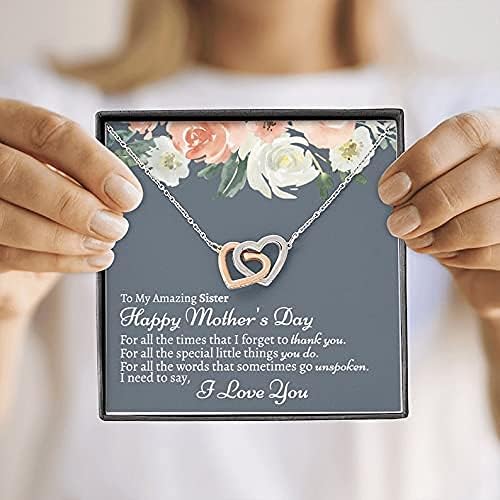 Ručno izrađena ogrlica - Ogrlica za sretnu Majčinu, s karticom poruke u poklon kutije, nakit za mamu, Ogrlica za isprepletene