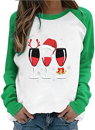 Brkewi ženske dukserice moda 2023 Novogodišnja tunika s dugim rukavima TOKE TOPI Blok Slatka trostruka vina čaša džemper