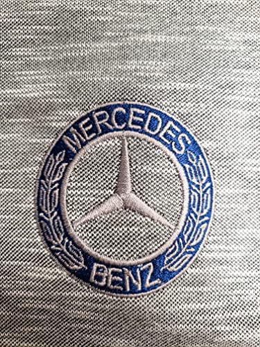 Mercedes benz vezeni klasični laurel zvjezdani logotip drveni gumbi meki pamuk pique Polo golf košulja mens heathed siva