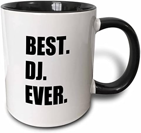 3Drose najbolji DJ Ever-Fun Work Pride pokloni za glazbu deejay-crna keramička šalica, 11 oz