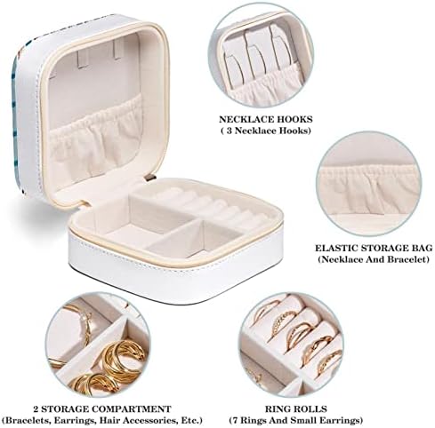 RodailyCay Šarena rešetka mini putopisne kutije za nakit, prijenosni Organizator za skladištenje prstena, PU kožni slučaj