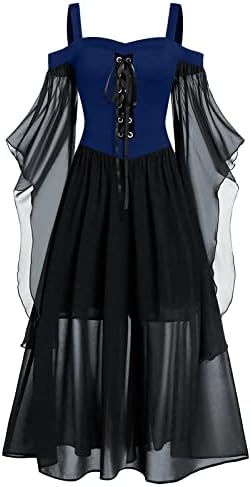 Haljina plus veličine, žene plus hladna rukav na ramenu čipka u Up Halloween gotička haljina
