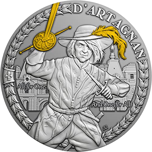 2021 de moderna komemorativna Powercoin d Artagnan Tri mušketira 1 oz srebrni novčić 1 $ niue 2021 Antique Finish