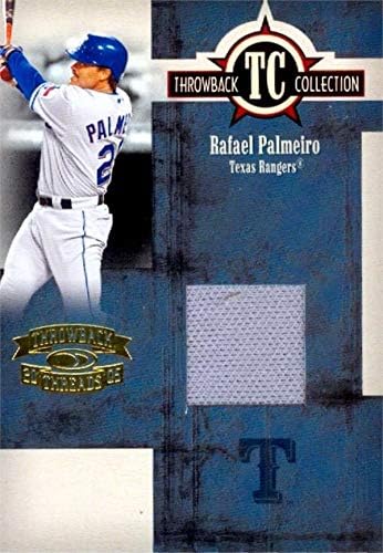 Rafael Palmeiro igrač istrošen Jersey Patch Baseball Card 2005 Donruss Throwback Threads TC58 LE 170/500 - MLB igra korištena