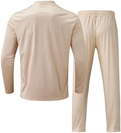 Muška casual pruga dvodijelni set set -patentna ogrlica bluza džepne hlače za džepne modne novca za muškarce kaki