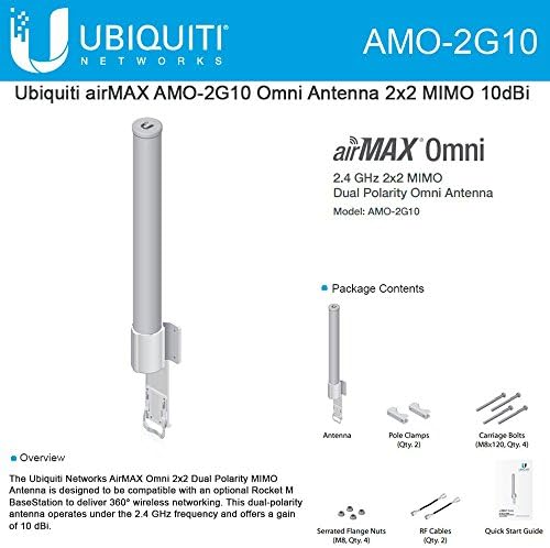 Ubiquiti AMO-2G10 2.4GHz Omni-Direktiva antena Dual-Polarion 10dbi