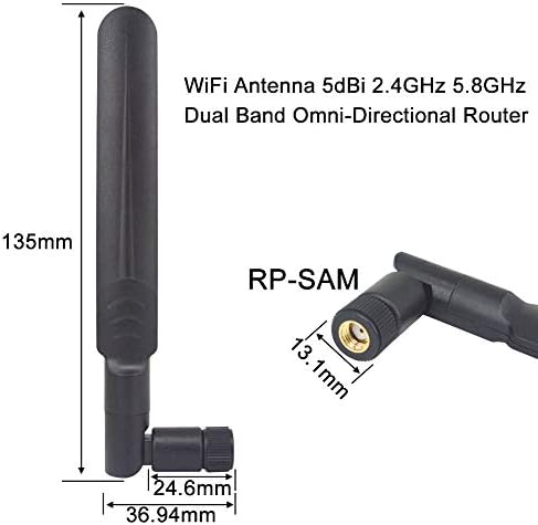 WiFi antena 5DBI 2,4GHz 5GHz 5,8GHz dvostruki trak Wifi RP-SMA antena+ 17CM U.FL/IPEX kabel za bežični Wi-Fi usmjerivač i