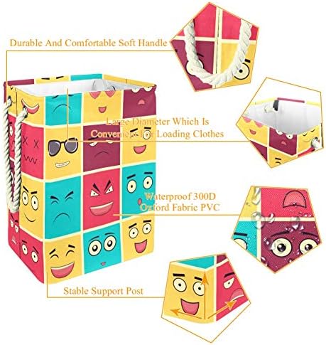 Neobičan set kvadratnih emotikona 300 inča Oksford PVC vodootporna košara za odjeću velika košara za rublje za deke igračke
