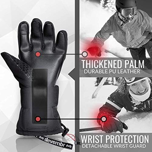 Devembr skijaške rukavice vodootporne, tople rukavice za snowboard s zaštitnim zglobovima, xs/s/m/l