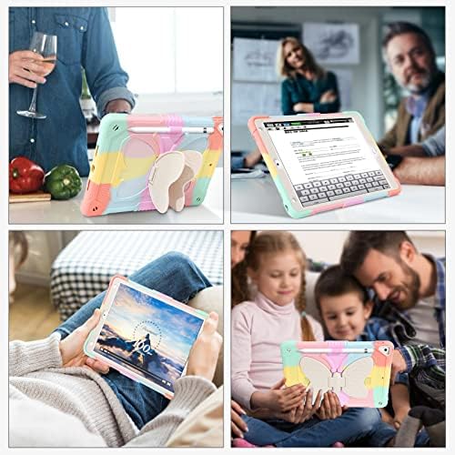 Duedue iPad Air 2 Slučaj za djecu, iPad 6./5. generacija Slučaj 2017/2018, krila leptira s nosačem olovke s olovkom teškim