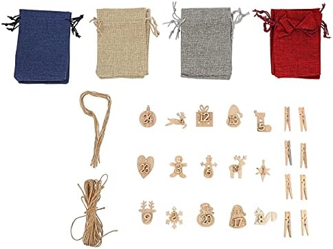 1 set božićnih vrećica s adventskim kalendarom 2022 24 dana viseći adventski kalendari od Burlapa vijenac poklon vrećice