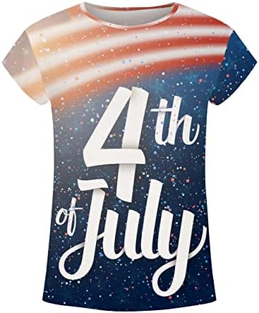 4. srpnja Košulje Žene američke zastave Print casual bluza kapica kratki rukavi majice Košulja Trend ljetni domoljubni vrhovi