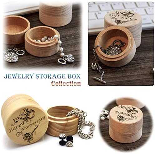 ; Izvrsna poklon kutija za drveni prsten s laserskim graviranjem ukrasni tekstni uzorak Poklopac kutija za pohranu nakita