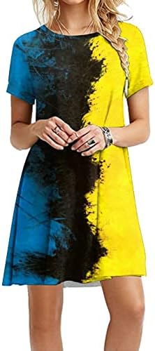 Kulywon Women Ljetne haljine 2023 Blok u boji MIDI DRESKE OBAVEZNI SLUČAN DRESKA BOLO KONTRAST SUNDRESS