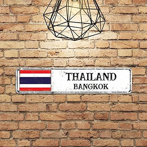 Tajland Country Suvenir Vintage Sign Zidna ploča Bangkok Capital City Retro aluminijski natpis Tajland Zastava Zidna umjetnost