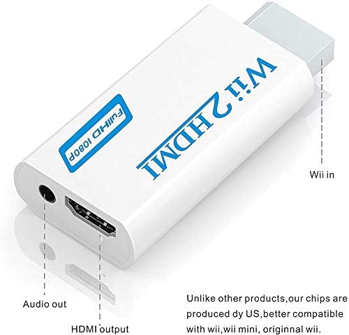 Ogoeen Wii to HDMI pretvarač, izlazni video audio adapter HDMI Converter 1080p, Wii HDMI adapter s 3,5 mm audio priključkom