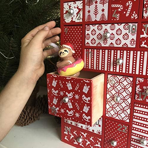 Drveni adventski kalendar za djecu i odrasle-velike ladice, kalendar odbrojavanja Božića za 2022. godinu / originalni dizajn