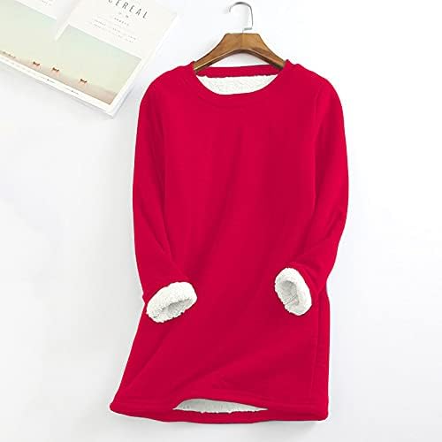 Mtsdjskf ženske pulover flece obložene koš majice zima topla dnevna odjeća solidna boja tunika bluza za tinejdžere djevojke