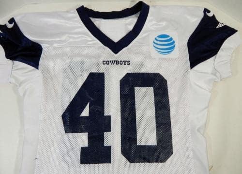 2018 Dallas Cowboys 40 Igra izdana bijela vježba Jersey 48 08 - Nepotpisana NFL igra korištena dresova