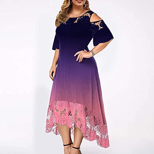 Ženska Maksi haljina Plus veličine ležerna haljina A kroja s gradijentnim printom s volanima kratkih rukava otvorena ramena