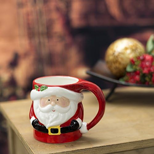 TransPac Imports, Inc Djed Mraz odmor 12 unci keramički dolomit božićna kava, crvena