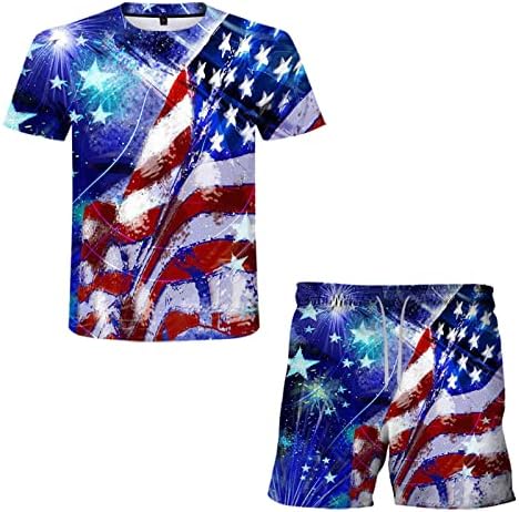 Douhen Memorial Day Outfit Men 3d muškog ljetnog odijela Sports American Day Nezavisnost za tiskanje zastave muškarci odijela