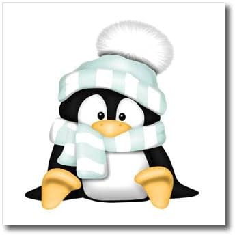 3Drose Slatki pingvin u ment zelenoj zimskoj šeširi i šal. - Željezo na toplinskim transferima