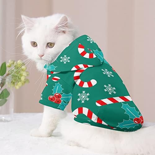 FunnyStar Romantični božićni uzorak pseća kapuljača Crpka mačja pulover majica s šeširom mekim kućnim ljubimcima pulover