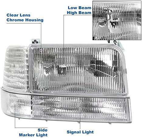 Zamjenjive svjetla ZMAUTOPARTS Krom w / 6 White LED DRL Kompatibilan sa Ford Bronco 1992-1996 godina izdavanja / F-150 F-250