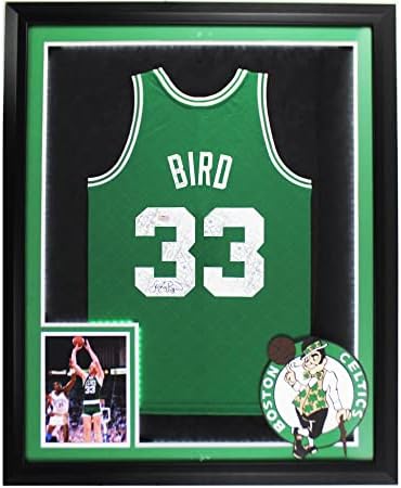 Larry Bird potpisao Boston Celtics vodio je uokvireni Mitchell & Ness Diamond 74. godišnjica Green NBA Jersey - Autografirani