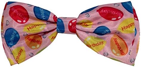 Huxley & Kent Bow kravata za kućne ljubimce | Vrijeme zabave ružičasto | Rođendan Velcro Bow kravata pričvršćivanje | Zabavne