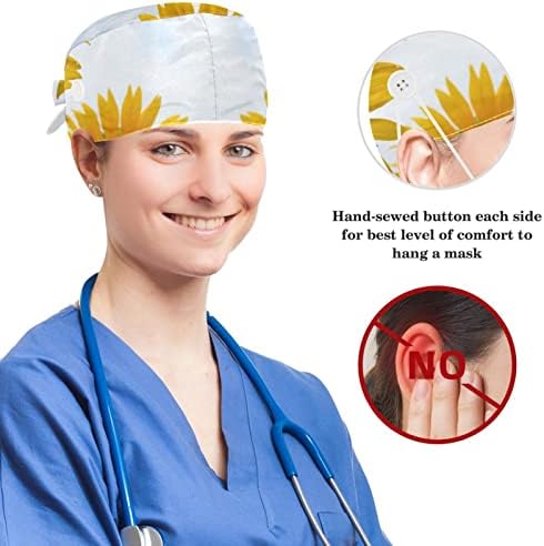 Žene i muški kirurški poklopac s pramčanom kosom Scray šareni akvarelni cvjetovi Radni šešir jedna veličina
