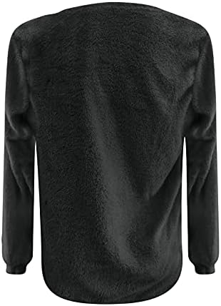 Navyoom Women Fuzzy Fleece Topli džemper dugle dukseve dukseve Čvrsta boja prozračna pletena mekana pulover