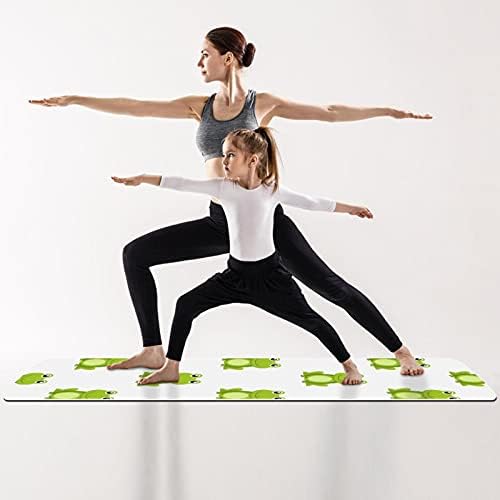 Debela Protuklizna prostirka za vježbanje i fitness 1/4 s printom slatkih zelenih žaba iz crtića za jogu, pilates i podnu