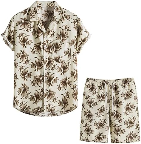 Muškarci ležerni gumb Donji vrhovi kratki odijelo tiskane košulje i kratke kratke kratke hlače od suknje za muškarce