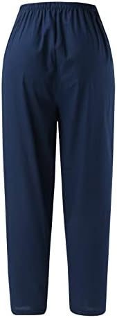 Miashui 3/4 hlače za žene povremene žene čvrste boje ležerna džepna elastična pojasa široke noge hlače za žene znojne hlače