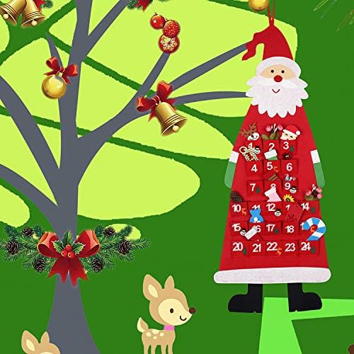 Božićni adventski kalendar od filca 3md Djed Mraz Adventski kalendar s džepovima za 24 dana Božićno odbrojavanje viseći ukrasi