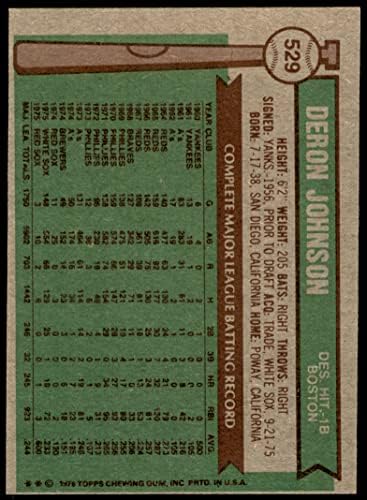 1976. Topps 529 Deron Johnson Boston Red Sox NM Red Sox