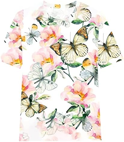 Posada za vrat spandex bluza za dame kratki lakatni rukav leptir cvjetni grafički brunch osnovni vrhovi tinejdžerice 2023
