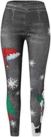 Visoki struk za vježbanje gamaša za žene podižu uske stražnjice božićni tisak za vježbanje hlača Ravne tajice