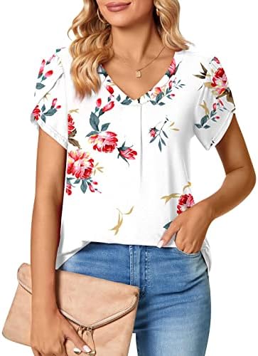 Ženska majica kratkih rukava širokog kroja s izrezom u obliku slova A, elegantne ljetne bluze s vintage printom, košulje